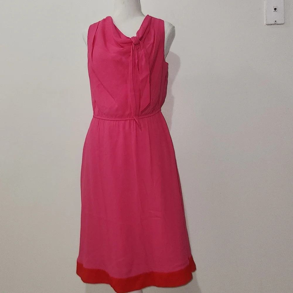 Kate Spade Look For The Silver Lining Dalene Dress Pink Red Trim Womens 10